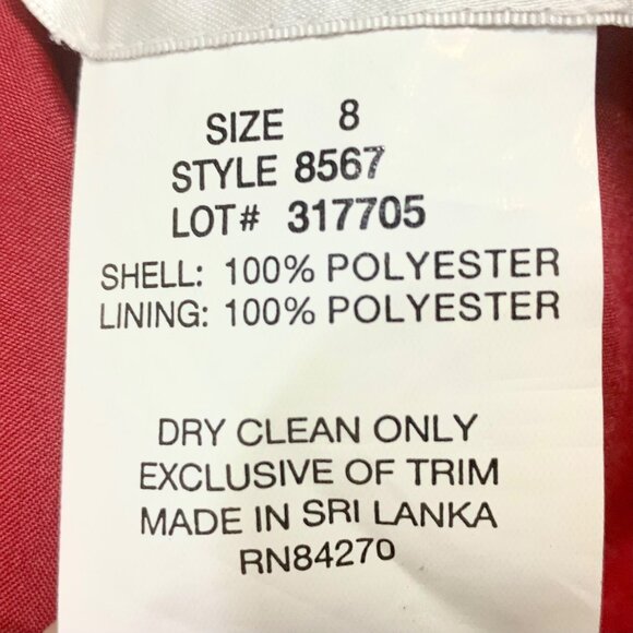 Apple Red Strapless Bridesmaid Gown Prom Side Drape Brooch Davids Bridal #8567 - Picture 9 of 11